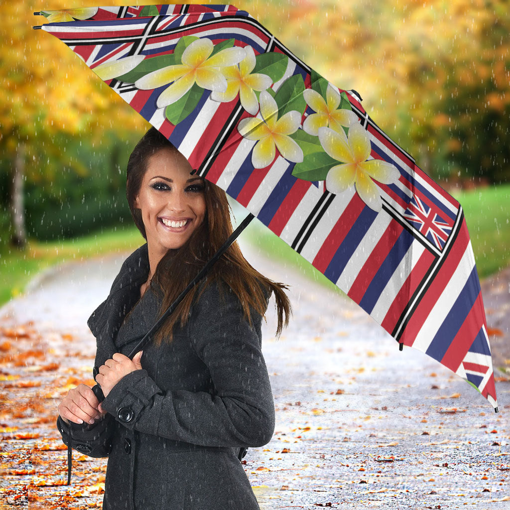 Hawaii Plumeria Lei Umbrella Hawaiian Flag Motif LT9 - Polynesian Pride