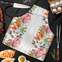 Hawaii Tropical Twist Lei Apron Hawaiian Flag Motif LT9 White - Polynesian Pride