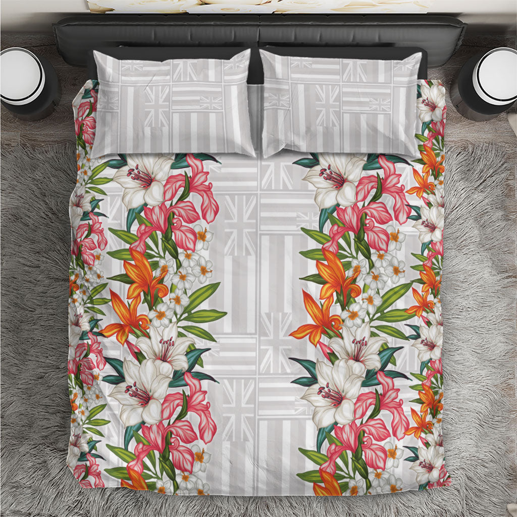 Hawaii Tropical Twist Lei Bedding Set Hawaiian Flag Motif LT9 White - Polynesian Pride