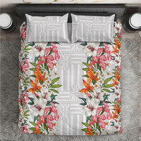 Hawaii Tropical Twist Lei Bedding Set Hawaiian Flag Motif LT9 White - Polynesian Pride