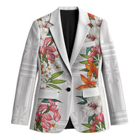 Hawaii Tropical Twist Lei Blazer Hawaiian Flag Motif LT9 Unisex White - Polynesian Pride