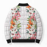 Hawaii Tropical Twist Lei Bomber Puffer Jacket Hawaiian Flag Motif LT9 - Polynesian Pride