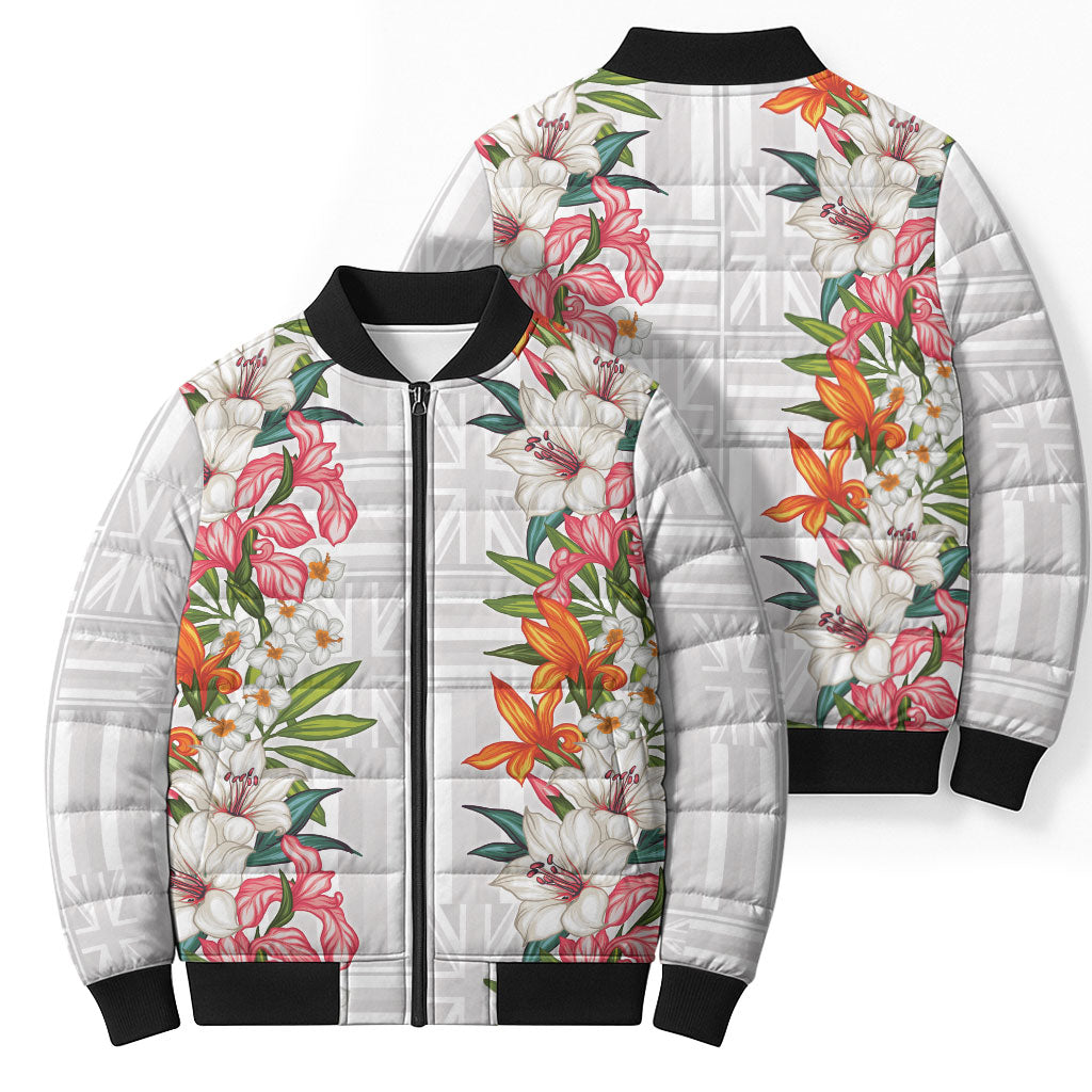 Hawaii Tropical Twist Lei Bomber Puffer Jacket Hawaiian Flag Motif LT9 - Polynesian Pride