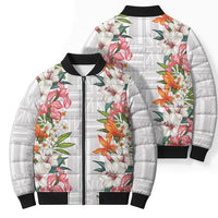 Hawaii Tropical Twist Lei Bomber Puffer Jacket Hawaiian Flag Motif LT9 - Polynesian Pride