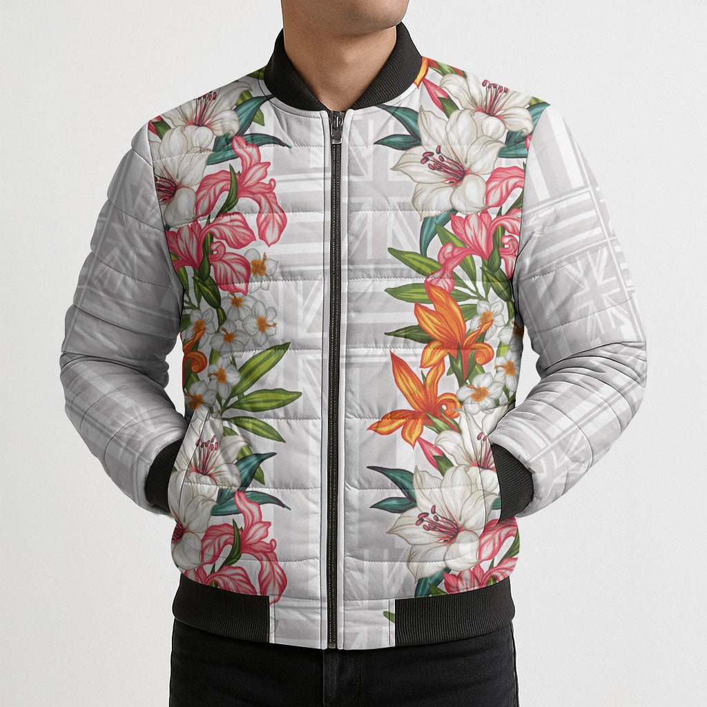 Hawaii Tropical Twist Lei Bomber Puffer Jacket Hawaiian Flag Motif LT9 - Polynesian Pride
