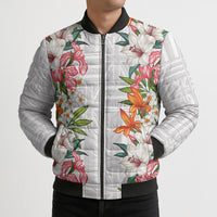 Hawaii Tropical Twist Lei Bomber Puffer Jacket Hawaiian Flag Motif LT9 - Polynesian Pride