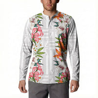 Hawaii Tropical Twist Lei Button Sweatshirt Hawaiian Flag Motif LT9 - Polynesian Pride