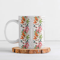 Hawaii Tropical Twist Lei Ceramic Mug Hawaiian Flag Motif LT9 White - Polynesian Pride