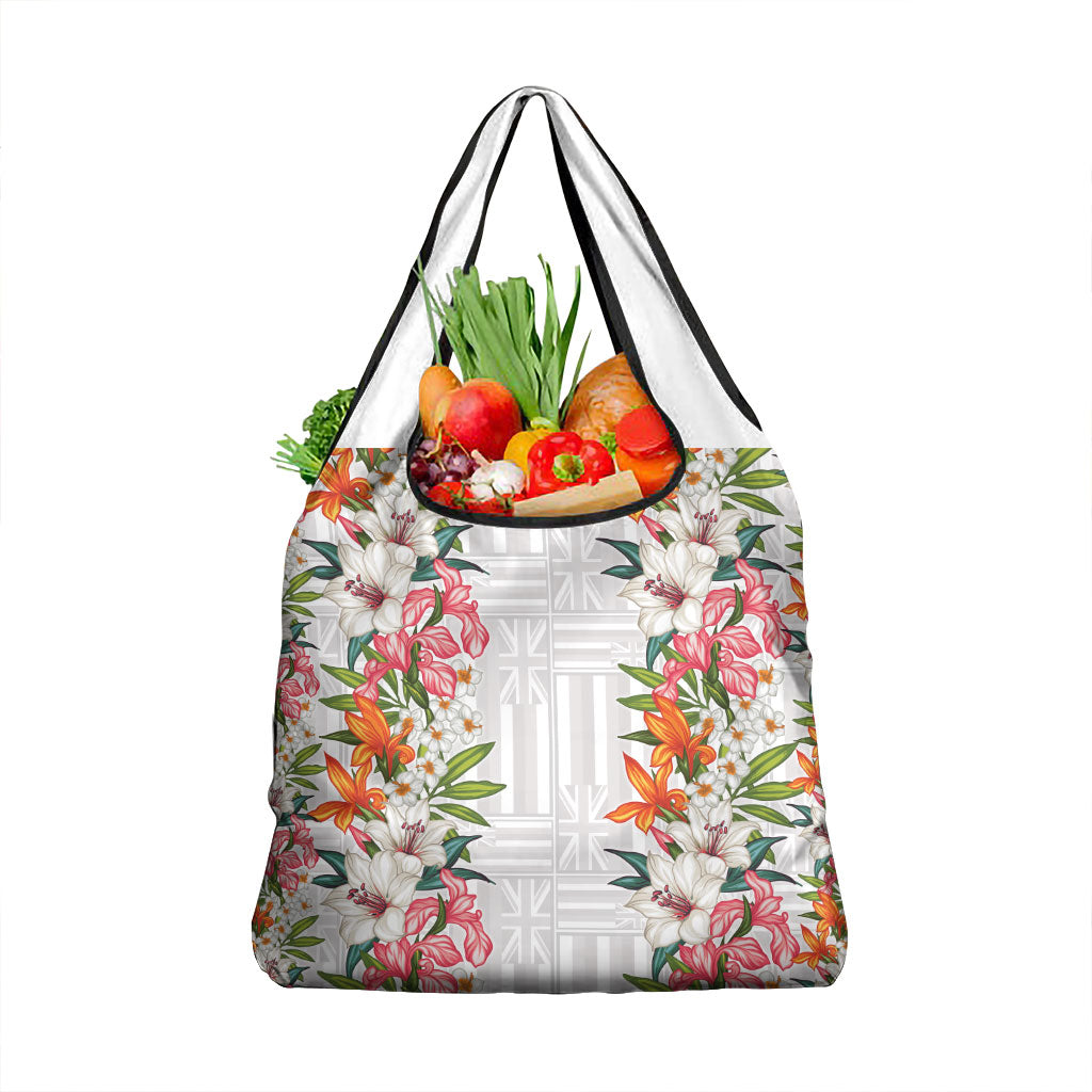 Hawaii Tropical Twist Lei Grocery Bag Hawaiian Flag Motif LT9 1-pack One Size White - Polynesian Pride