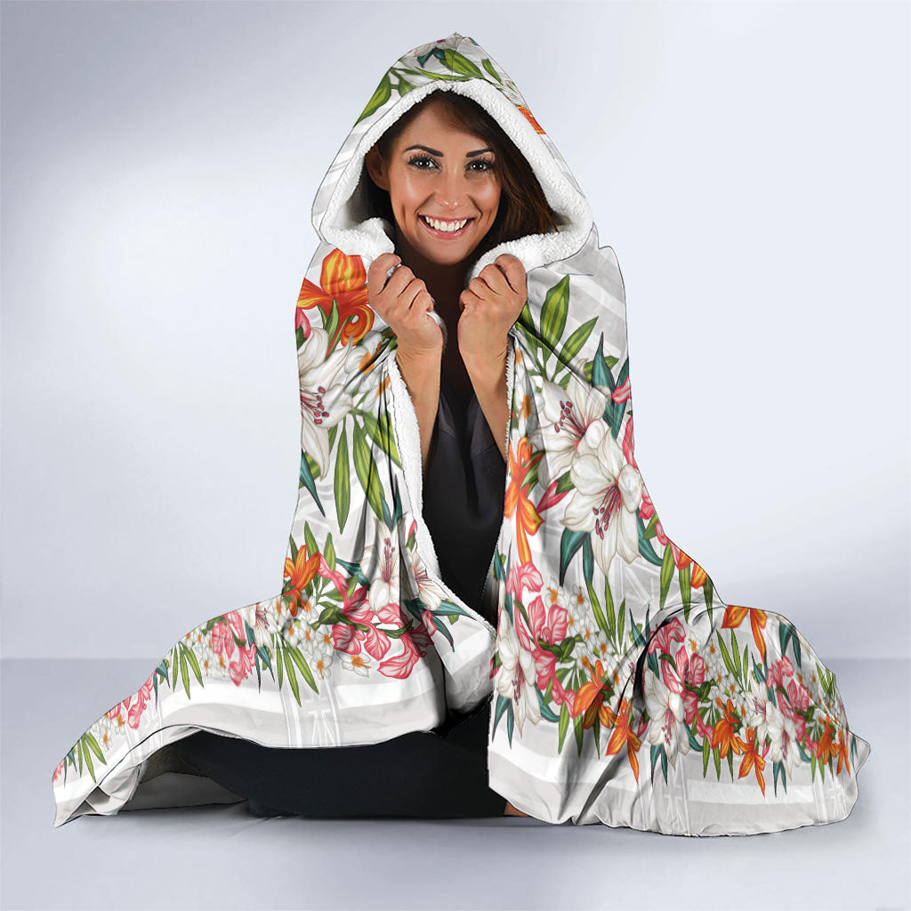 Hawaii Tropical Twist Lei Hooded Blanket Hawaiian Flag Motif LT9 - Polynesian Pride