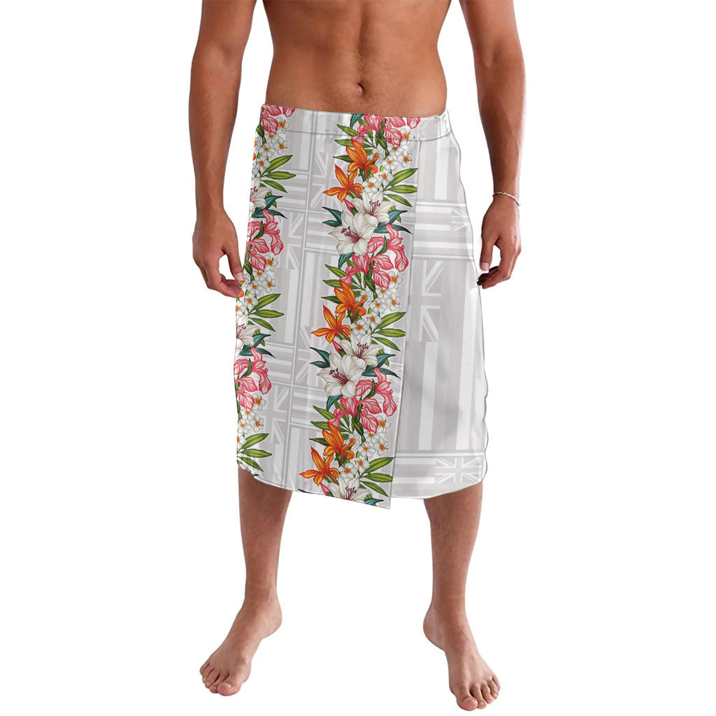 Hawaii Tropical Twist Lei Lavalava Hawaiian Flag Motif LT9 White - Polynesian Pride