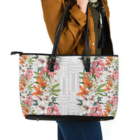 Hawaii Tropical Twist Lei Leather Tote Bag Hawaiian Flag Motif LT9 - Polynesian Pride
