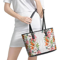 Hawaii Tropical Twist Lei Leather Tote Bag Hawaiian Flag Motif LT9 - Polynesian Pride