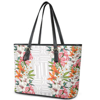 Hawaii Tropical Twist Lei Leather Tote Bag Hawaiian Flag Motif LT9 - Polynesian Pride