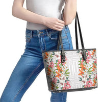 Hawaii Tropical Twist Lei Leather Tote Bag Hawaiian Flag Motif LT9 - Polynesian Pride