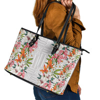 Hawaii Tropical Twist Lei Leather Tote Bag Hawaiian Flag Motif LT9 - Polynesian Pride