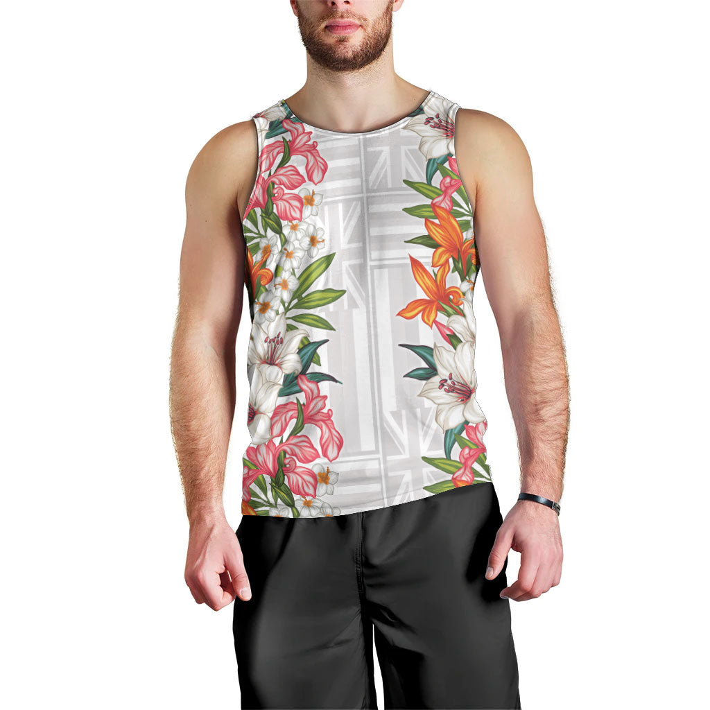 Hawaii Tropical Twist Lei Men Tank Top Hawaiian Flag Motif LT9 - Polynesian Pride