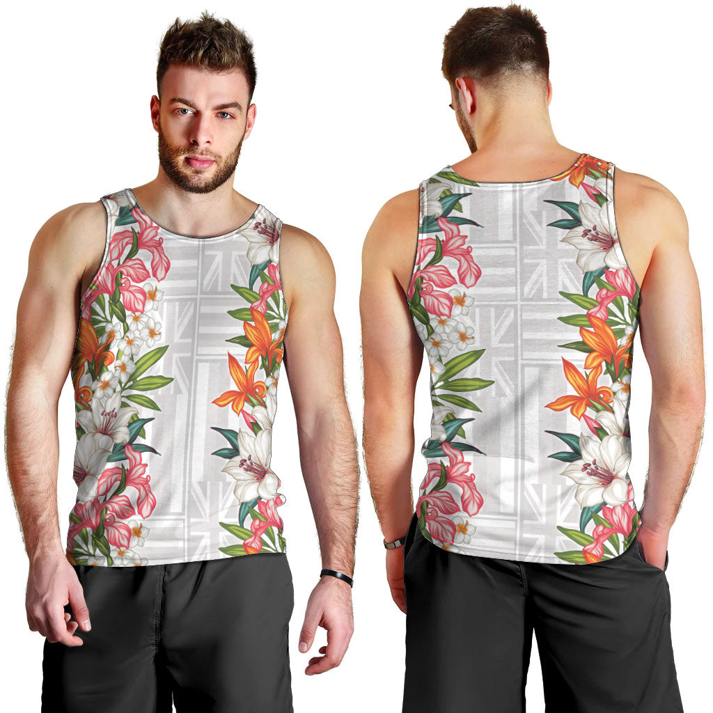 Hawaii Tropical Twist Lei Men Tank Top Hawaiian Flag Motif LT9 - Polynesian Pride