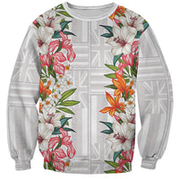 Hawaii Tropical Twist Lei Sweatshirt Hawaiian Flag Motif LT9 Unisex White - Polynesian Pride