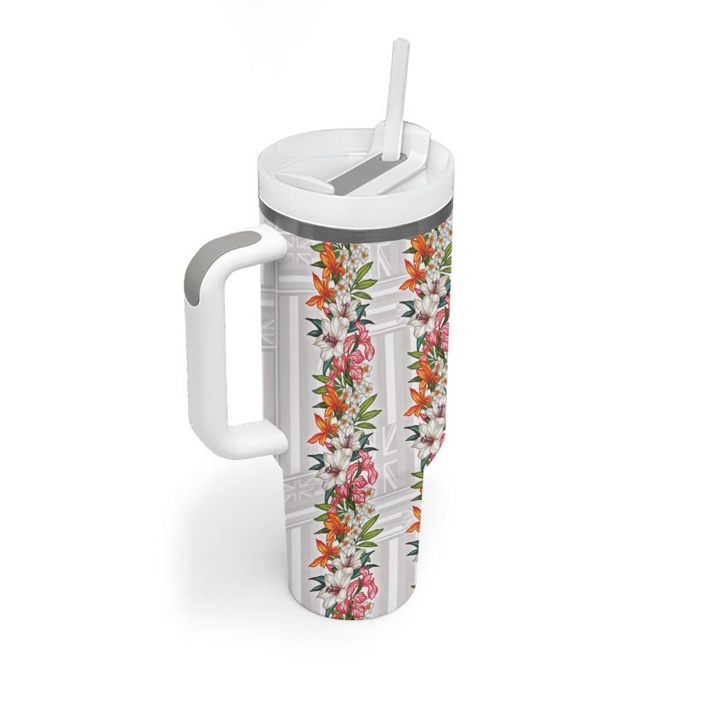 Hawaii Tropical Twist Lei Tumbler With Handle Hawaiian Flag Motif LT9 - Polynesian Pride