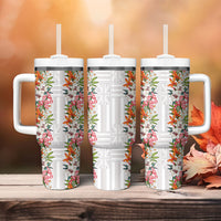 Hawaii Tropical Twist Lei Tumbler With Handle Hawaiian Flag Motif LT9 - Polynesian Pride