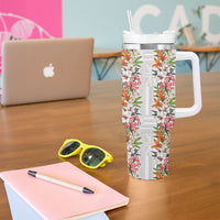 Hawaii Tropical Twist Lei Tumbler With Handle Hawaiian Flag Motif LT9 - Polynesian Pride