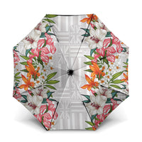 Hawaii Tropical Twist Lei Umbrella Hawaiian Flag Motif LT9 One Size Folded 11.42 inch Opened Diameter 37.4 inch White - Polynesian Pride