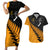 Australia Wallabies and Aotearoa Rugby Couples Matching Short Sleeve Bodycon Dress and Hawaiian Shirt Kangaroo Black Fern Maori Gold Vibe LT9 Gold - Polynesian Pride