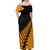 Australia Wallabies and Aotearoa Rugby Off Shoulder Maxi Dress Kangaroo Black Fern Maori Gold Vibe LT9 - Polynesian Pride