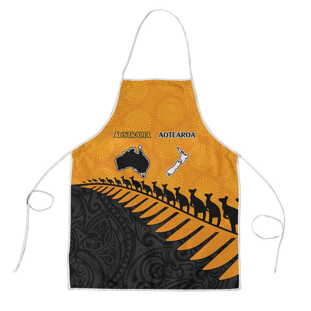 Australia New Zealand Rugby Apron Gold Aboriginal Wallabies and Maori Black Fern LT9 Gold - Polynesian Pride