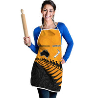 Australia New Zealand Rugby Apron Gold Aboriginal Wallabies and Maori Black Fern LT9 - Polynesian Pride