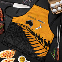 Australia New Zealand Rugby Apron Gold Aboriginal Wallabies and Maori Black Fern LT9 Gold - Polynesian Pride