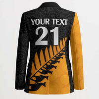 Australia New Zealand Rugby Custom Blazer Gold Aboriginal Wallabies and Maori Black Fern LT9 - Polynesian Pride
