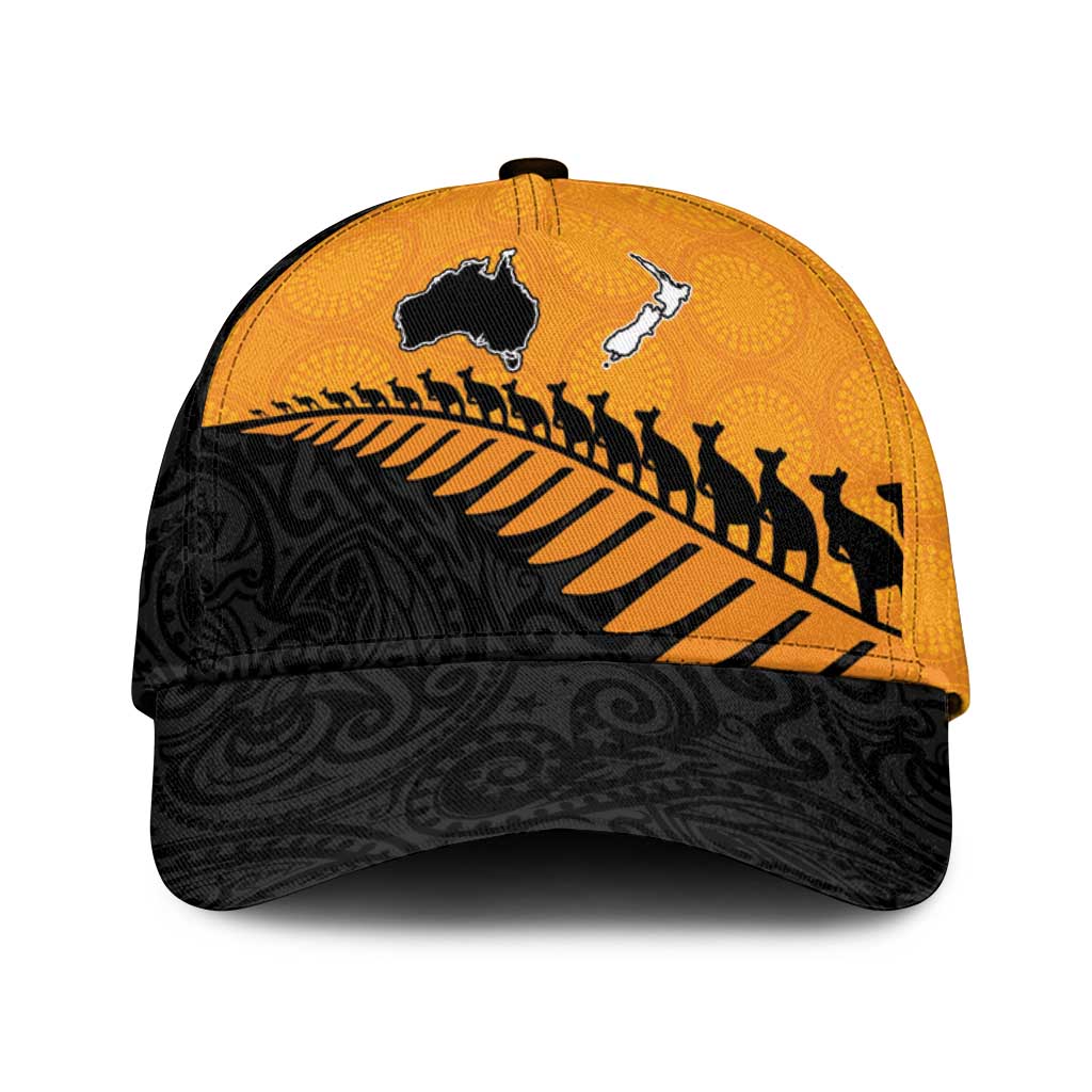 Australia New Zealand Rugby Classic Cap Gold Aboriginal Wallabies and Maori Black Fern LT9 Universal Fit Gold - Polynesian Pride