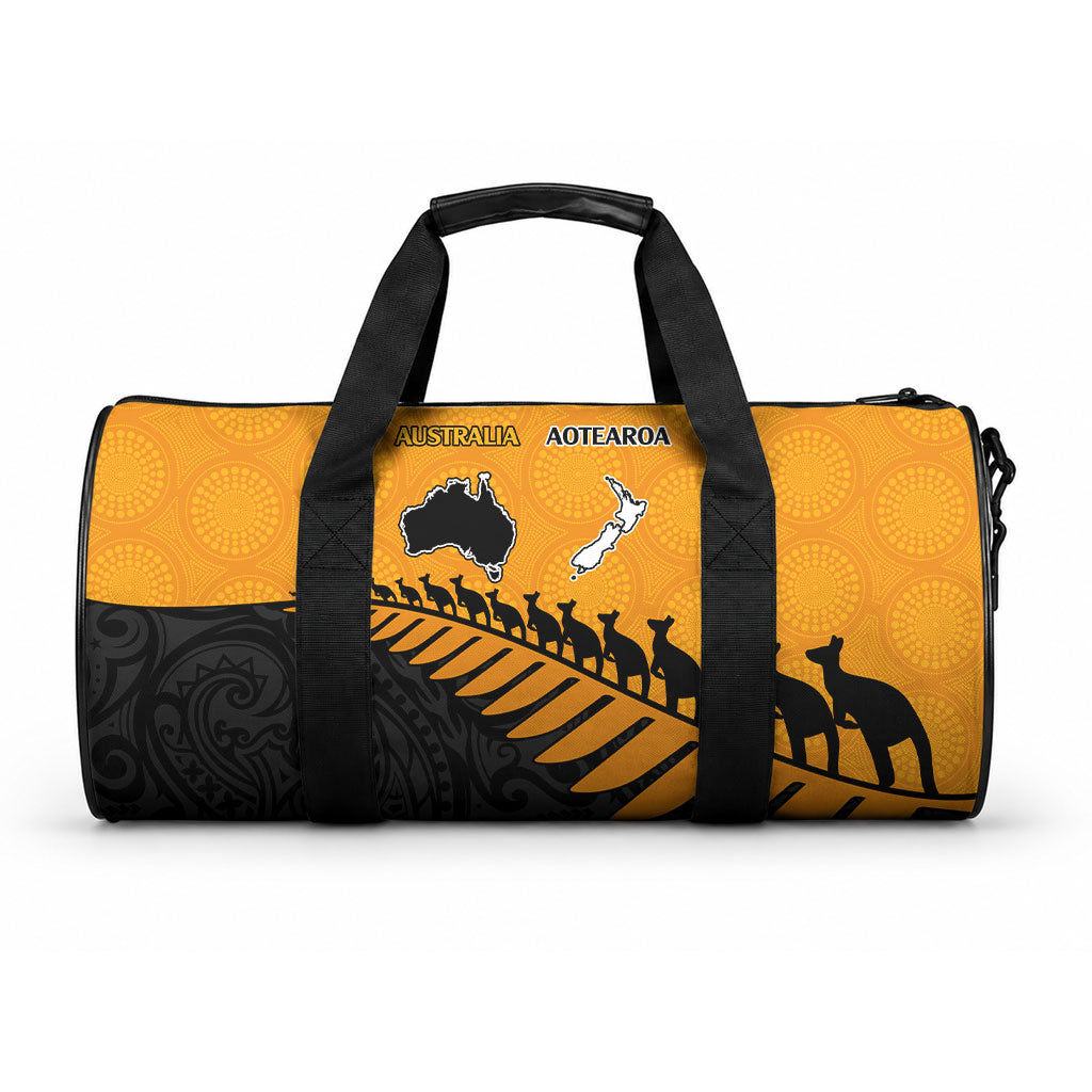 Australia Wallabies and Aotearoa Rugby Duffle Bag Kangaroo Black Fern Maori Gold Vibe LT9 One size Gold - Polynesian Pride