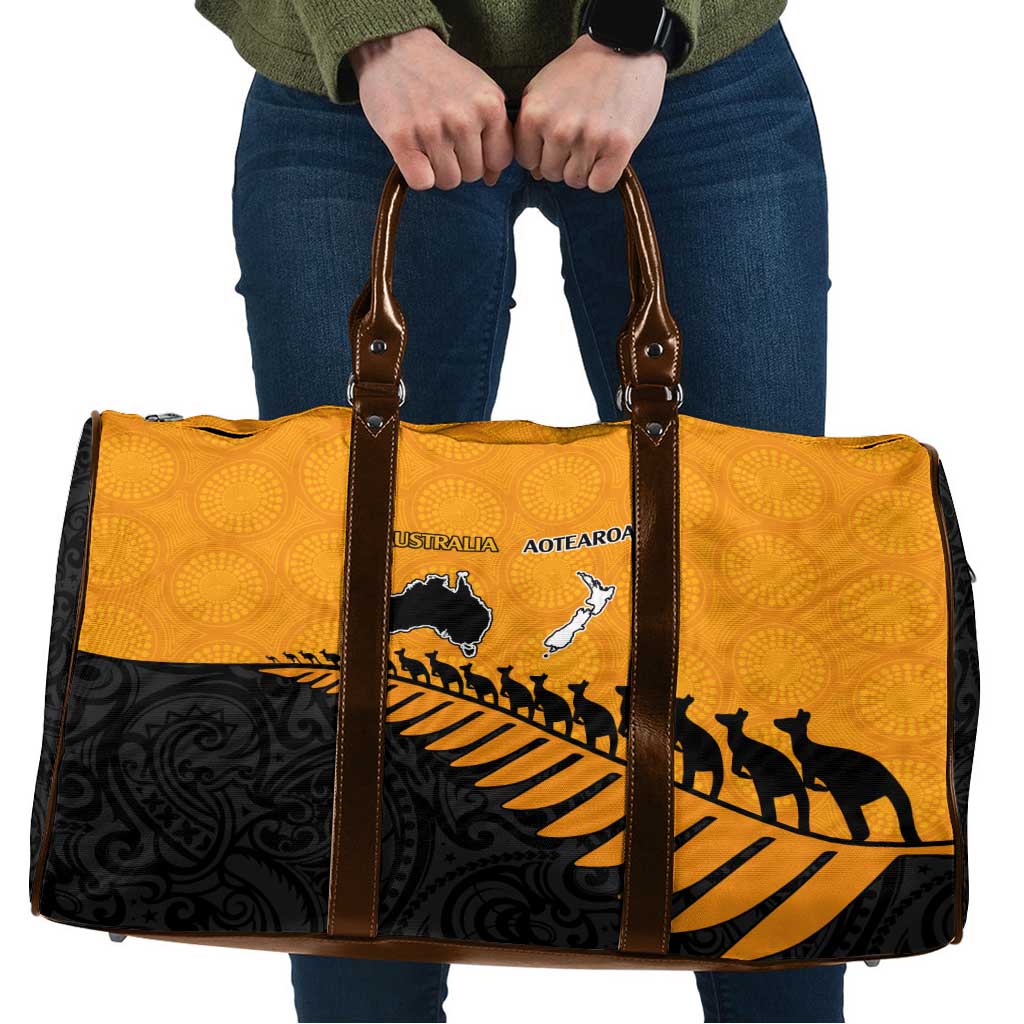 Australia New Zealand Rugby Travel Bag Gold Aboriginal Wallabies and Maori Black Fern LT9 Gold - Polynesian Pride