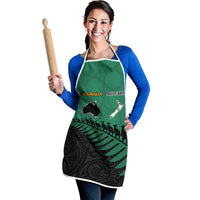 Australia New Zealand Rugby Apron Green Aboriginal Wallabies and Maori Black Fern LT9 - Polynesian Pride