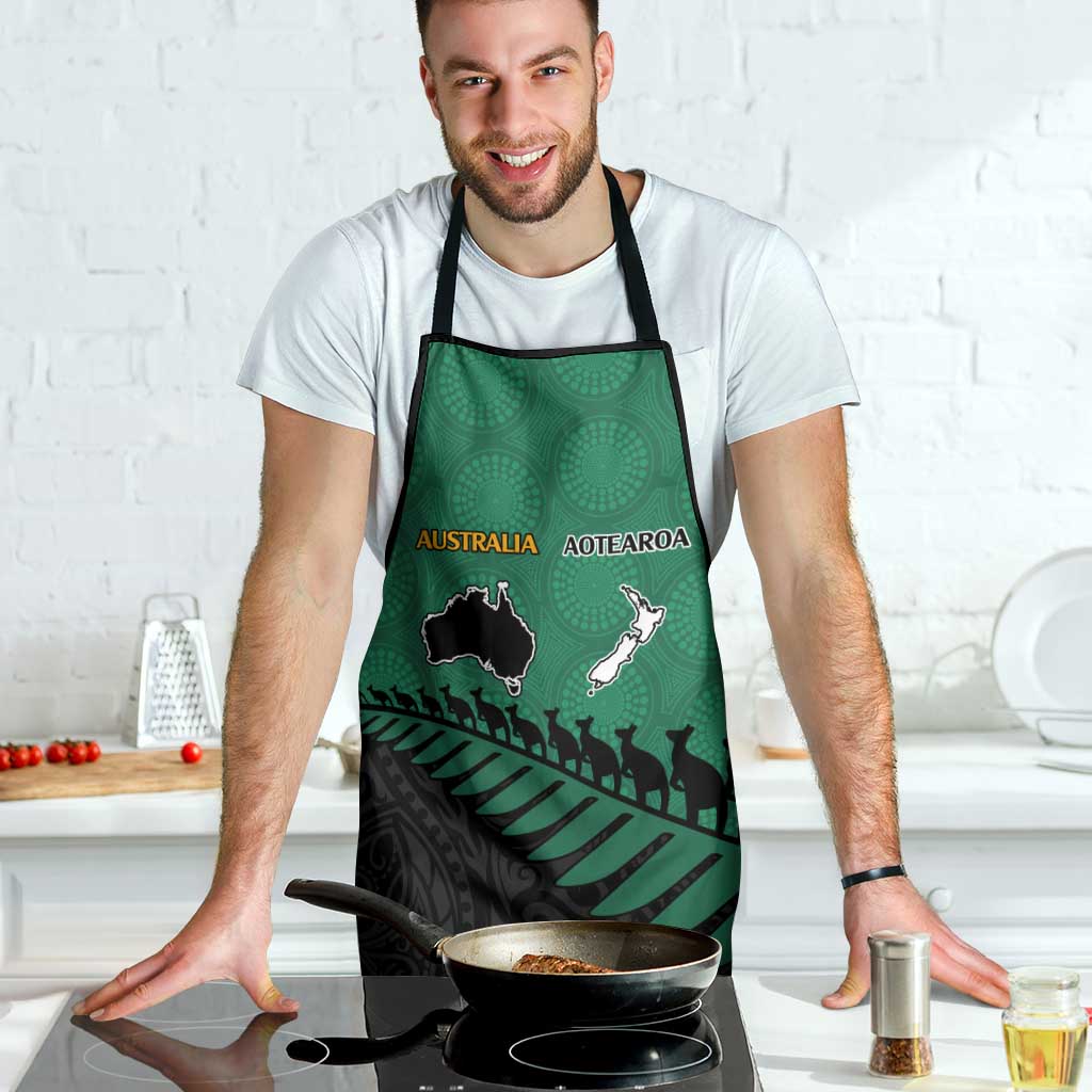 Australia New Zealand Rugby Apron Green Aboriginal Wallabies and Maori Black Fern LT9 - Polynesian Pride