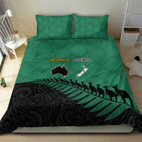 Australia New Zealand Rugby Bedding Set Green Aboriginal Wallabies and Maori Black Fern LT9 - Polynesian Pride