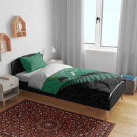 Australia New Zealand Rugby Bedding Set Green Aboriginal Wallabies and Maori Black Fern LT9 - Polynesian Pride