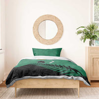 Australia New Zealand Rugby Bedding Set Green Aboriginal Wallabies and Maori Black Fern LT9 - Polynesian Pride