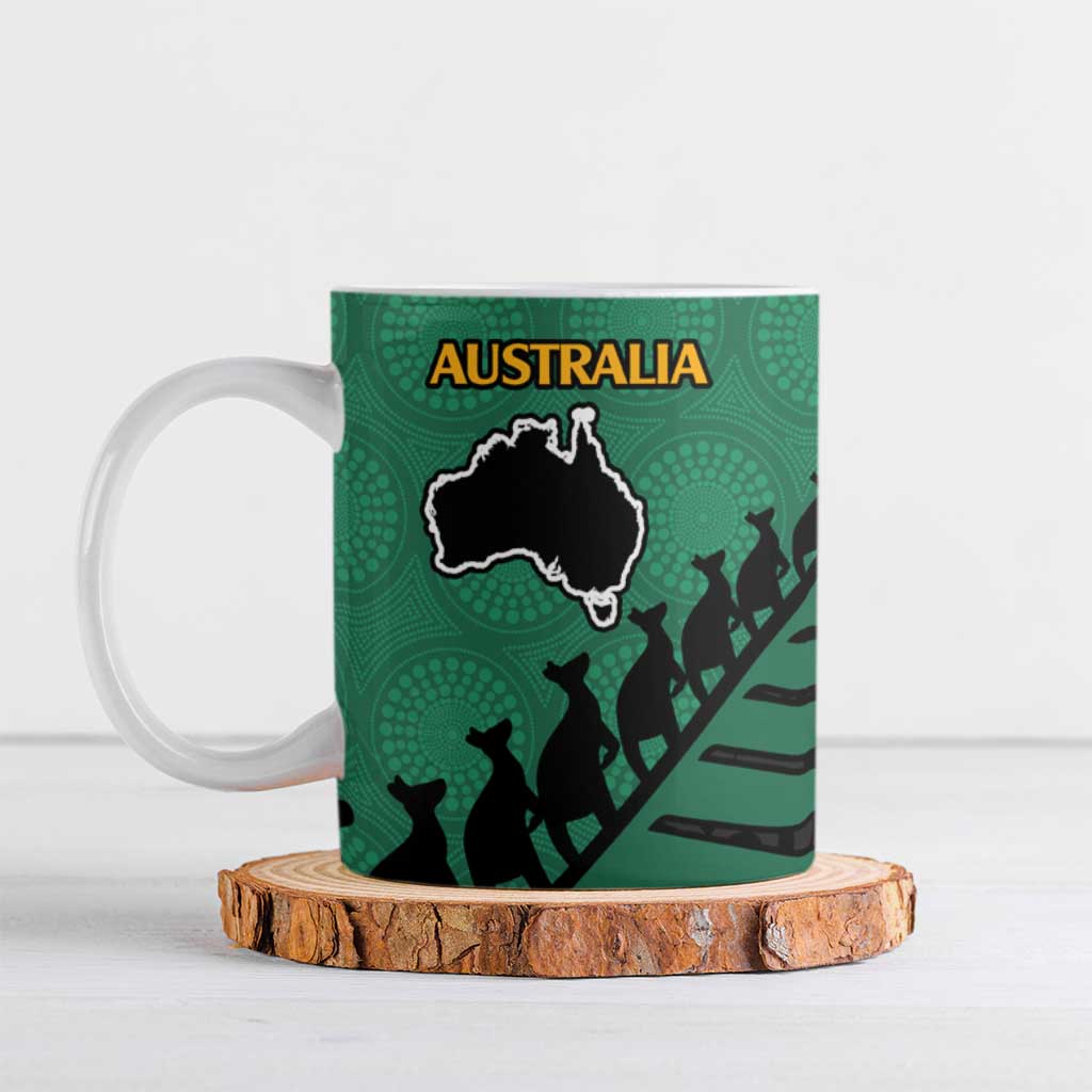 Australia New Zealand Rugby Ceramic Mug Green Aboriginal Wallabies and Maori Black Fern LT9 Green - Polynesian Pride