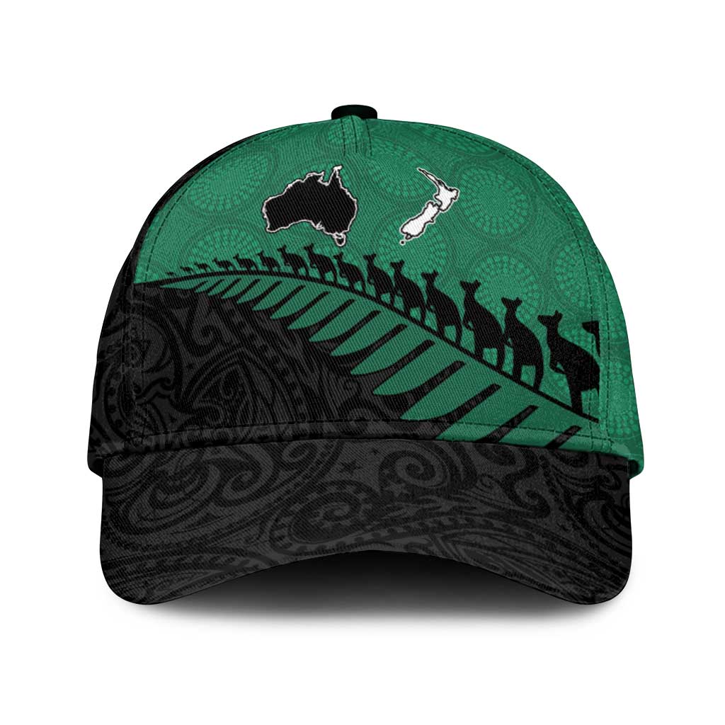 Australia New Zealand Rugby Classic Cap Green Aboriginal Wallabies and Maori Black Fern LT9 Universal Fit Green - Polynesian Pride