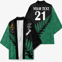 Australia New Zealand Rugby Custom Kimono Green Aboriginal Wallabies and Maori Black Fern LT9 - Polynesian Pride