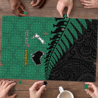 Australia New Zealand Rugby Puzzle Green Aboriginal Wallabies and Maori Black Fern LT9 - Polynesian Pride