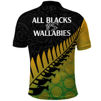 Australia New Zealand Rugby Polo Shirt Aboriginal Wallabies and Maori Black Fern Gradient Vibe LT9 - Polynesian Pride