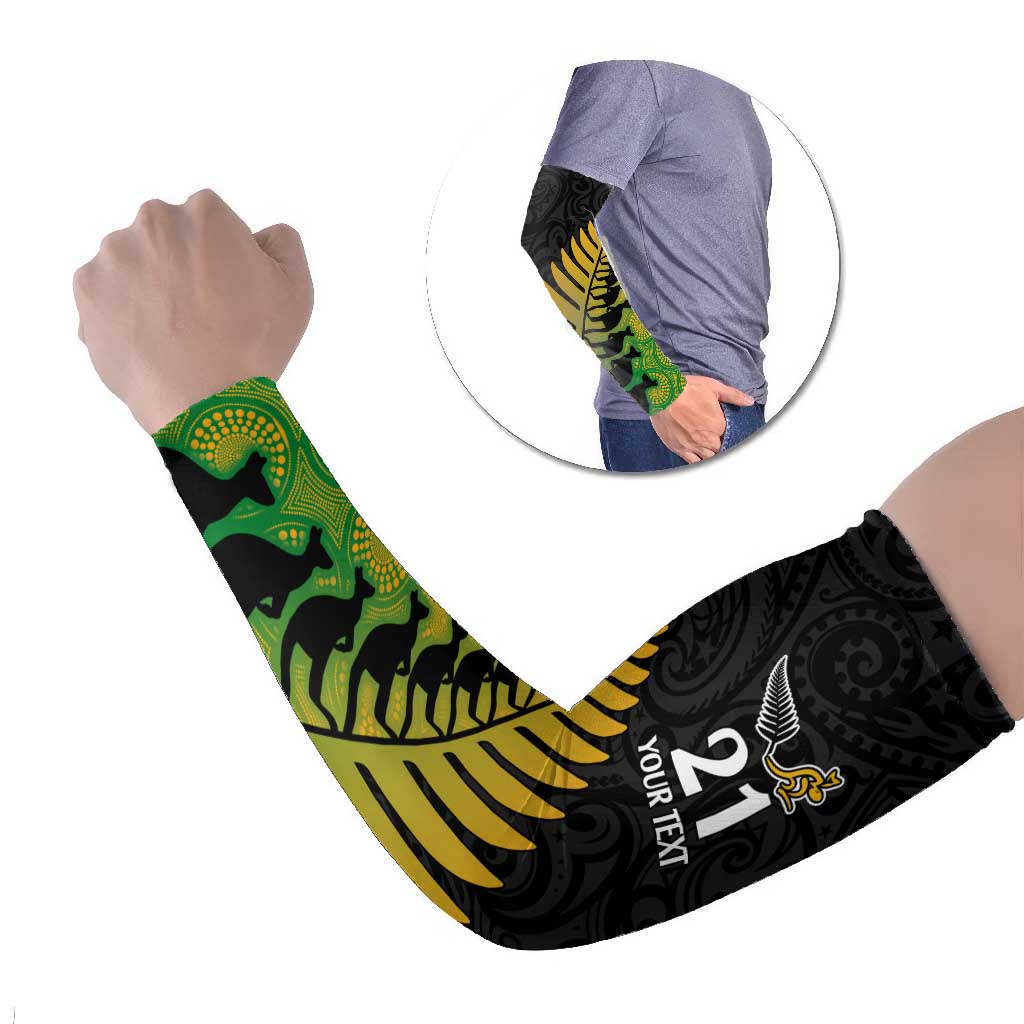 Australia New Zealand Rugby Custom Arm Sleeves Gradient Aboriginal Wallabies and Maori Black Fern LT9 Set of 2 Gradient - Polynesian Pride