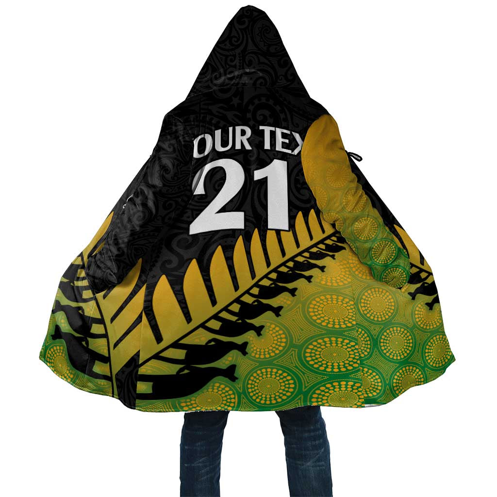 Australia New Zealand Rugby Custom Cloak Gradient Aboriginal Wallabies and Maori Black Fern LT9 Unisex Gradient - Polynesian Pride