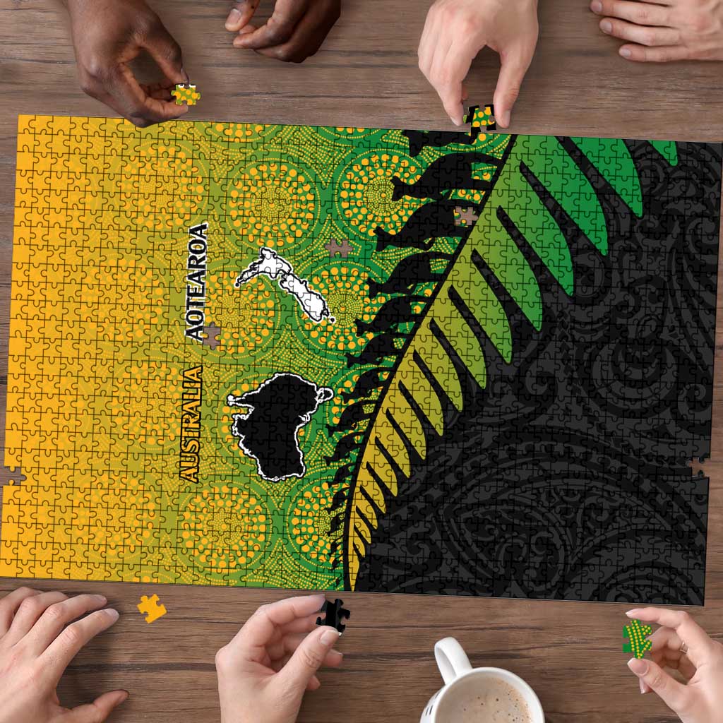 Australia New Zealand Rugby Puzzle Gradient Aboriginal Wallabies and Maori Black Fern LT9 - Polynesian Pride