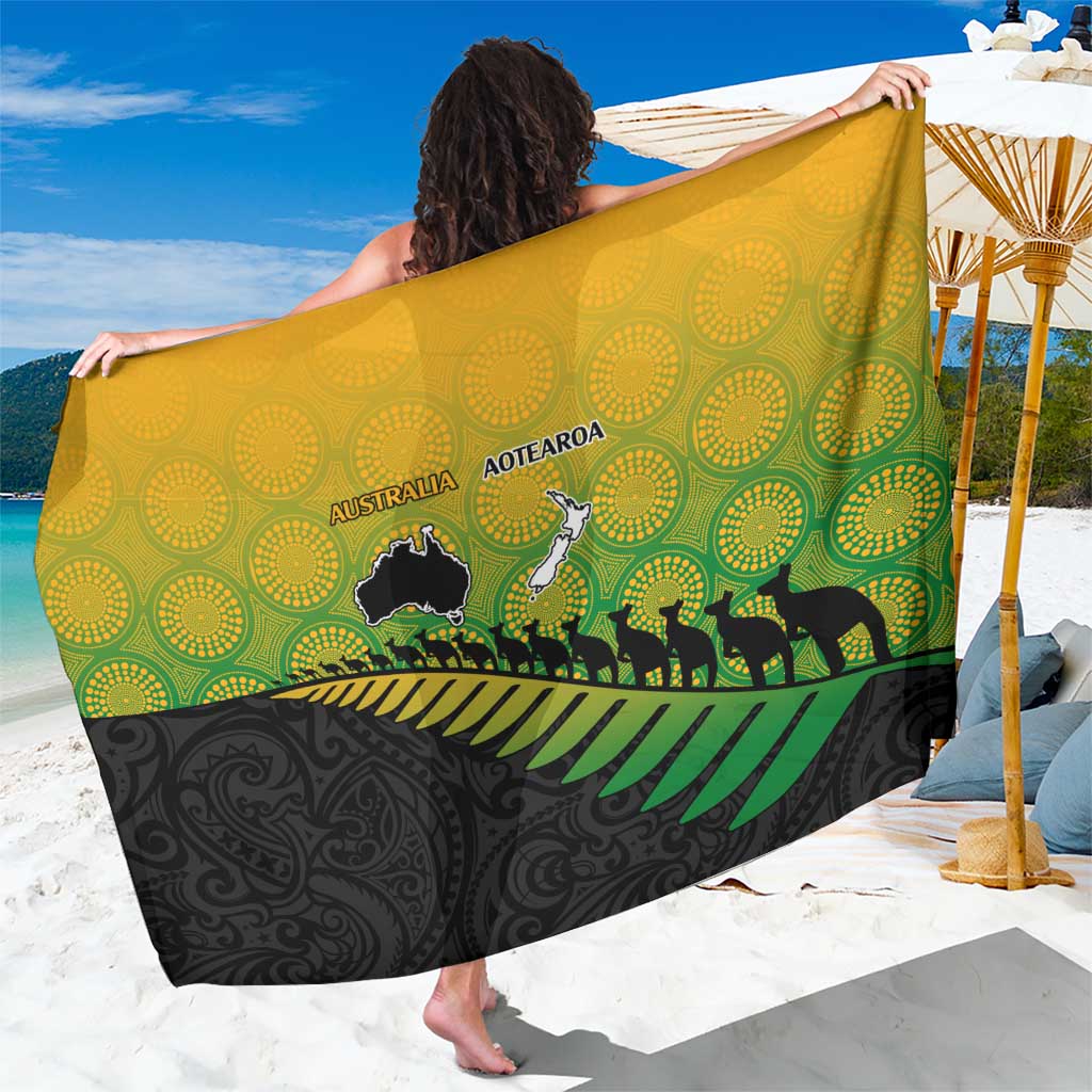 Australia New Zealand Rugby Sarong Gradient Aboriginal Wallabies and Maori Black Fern LT9 One Size 44 x 66 inches Gradient - Polynesian Pride